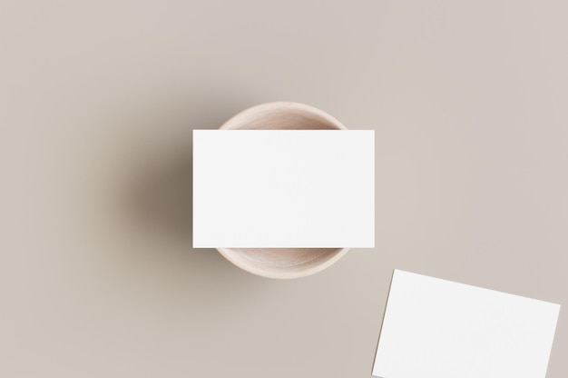 White business card mockup 85x55mm Workspace concept