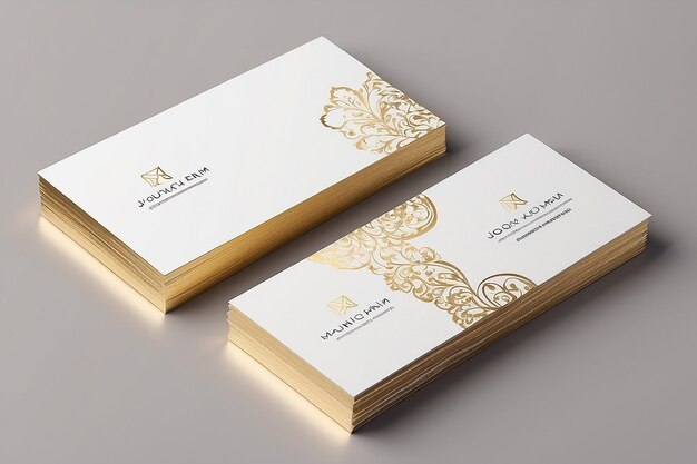 White Business Card Mockup Gold Foil