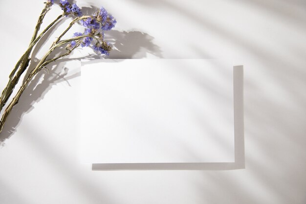 white business cards with lavender on table