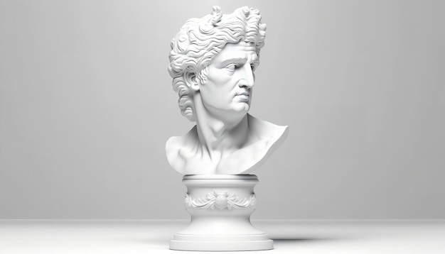 A white bust of a man