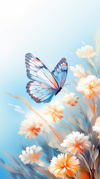 White butterfly of beautiful flower