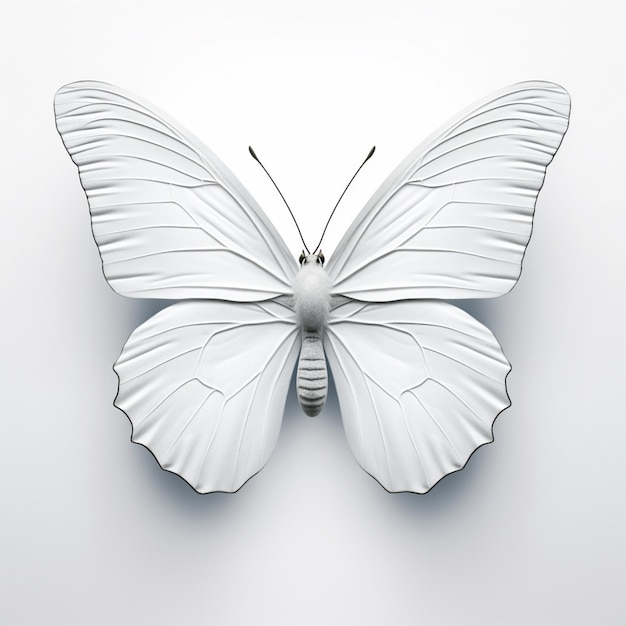 Photo white butterfly is against a white background