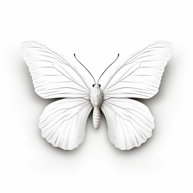 Foto una farfalla bianca su uno sfondo bianco