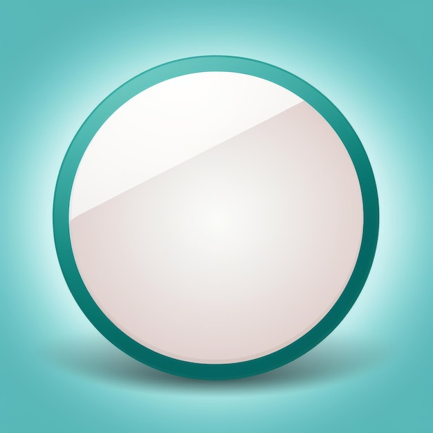 a white button with a green border on a turquoise background