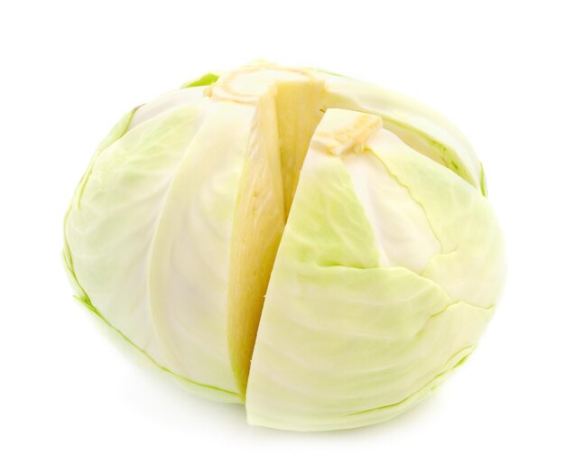 白い背景に分離された白キャベツ サラダ用野菜健康的な食事ベジタリアン食品