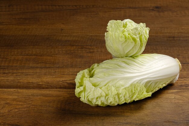 White cabbage on wooden.