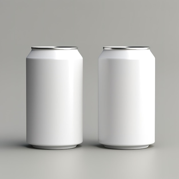 Photo white can on a gray background