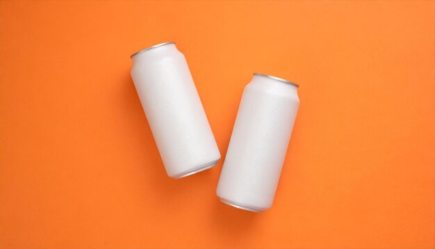 Photo white cans mockup isolated on background