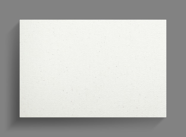 White canvas frame on gray wall background.