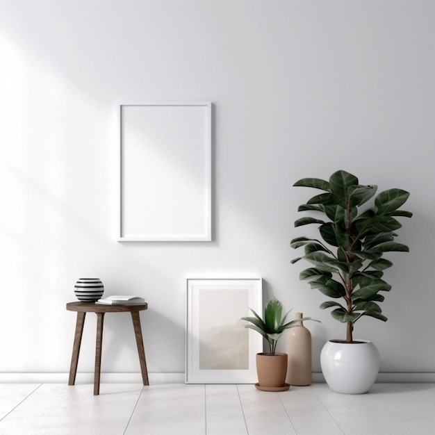 A white canvas on a wall with a window in the background