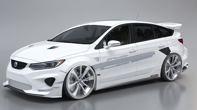 White Car Wrap Design 3D-render