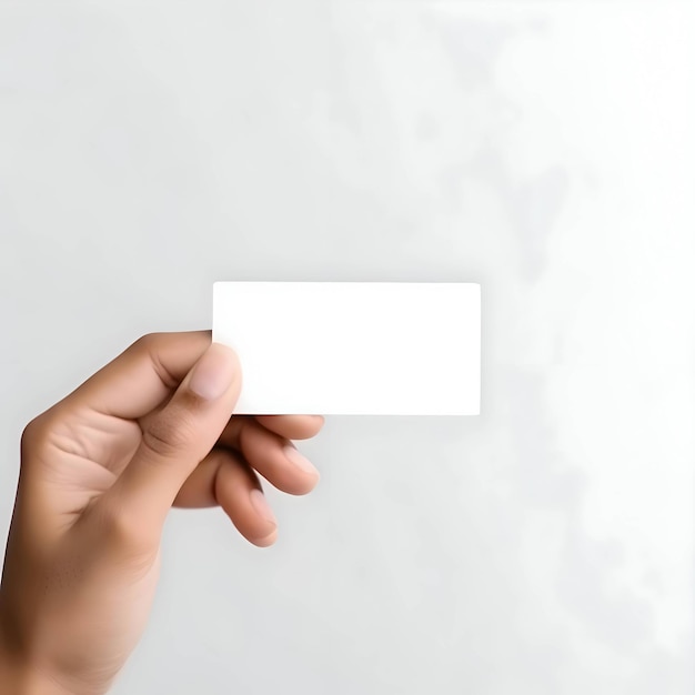 White card blank sheet held in hands