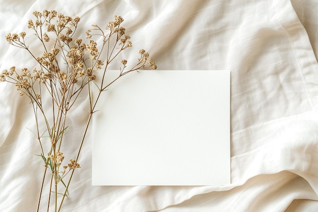 white card mockup dried flowers