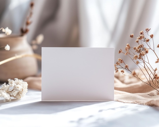 Photo white card on table