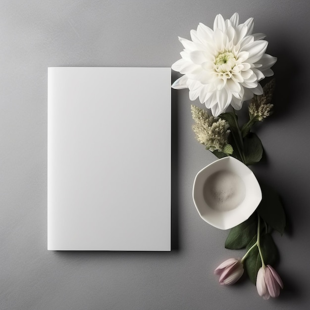 a white card with flowers and a card that says " flowers ".