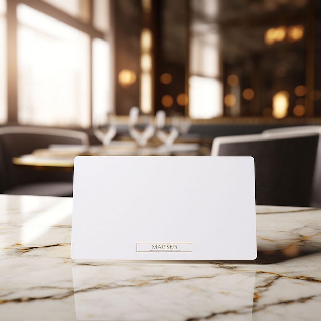 a white card with the name card on it