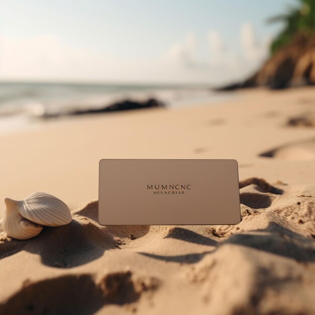 a white card with the name loblon on it is on the beach.