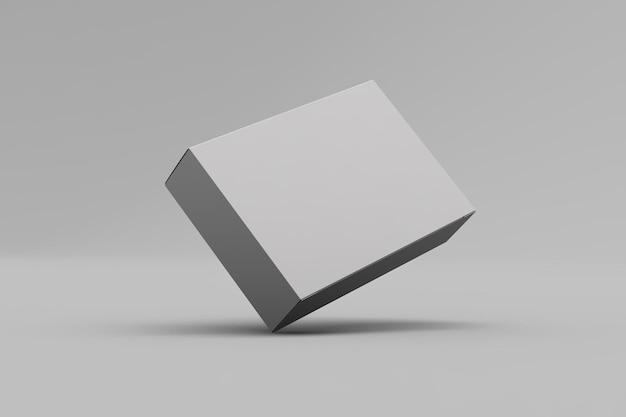 White cardboard box mockup for product branding on clean background 3D Illustration