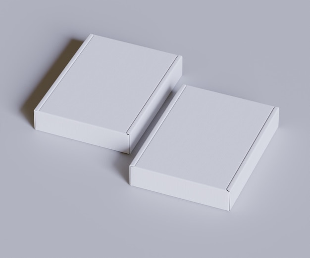 white cardboard boxes gift 3d render illustration