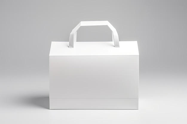 White Cardboard Carry Box Bag Packaging With Handles For Food