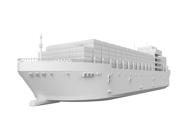 white cargo ship or vessel model isolated on white
