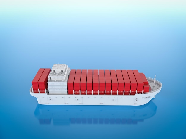 White cargo ship or vessel with containers in ocean