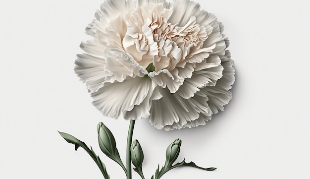 White carnation flower corsage wedding paper breath white background image AI generated art