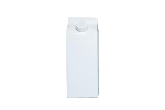 Photo white carton box or packaging of tetra pack with a cap