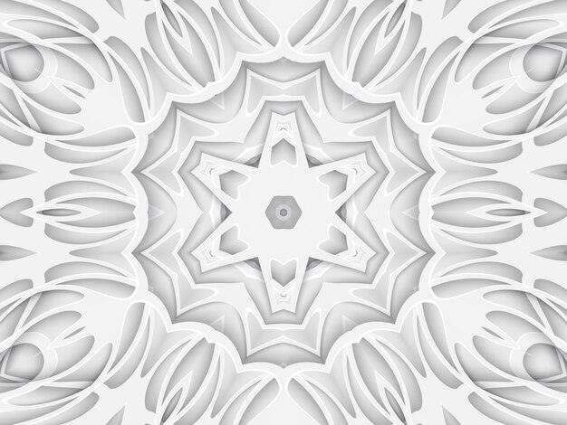 White carved paper cut background book cover. Curve lines and waves layer. 3d render poster template pattern illustration