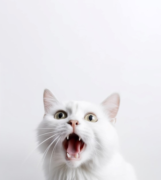 White cat screaming banner Generate Ai