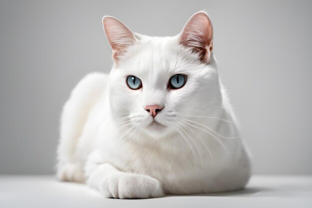 white cat in studio