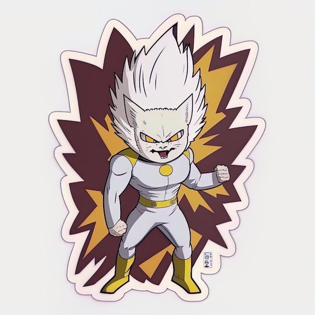 White Cat in Super Saiyan Suit Angry Expression