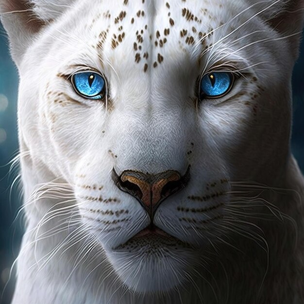 a white cat with blue eyes and a blue eye