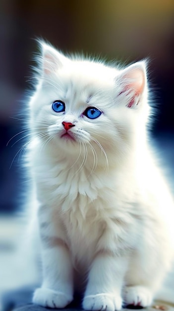 Premium Photo  A white cat with blue eyes