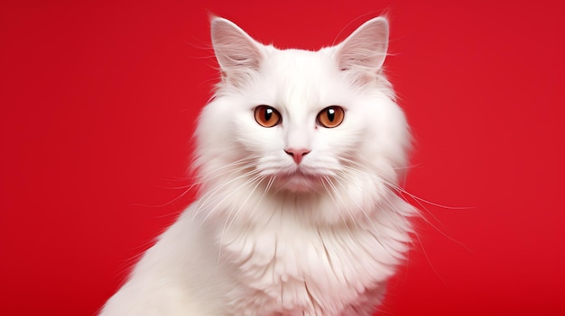 a white cat with brown eyes