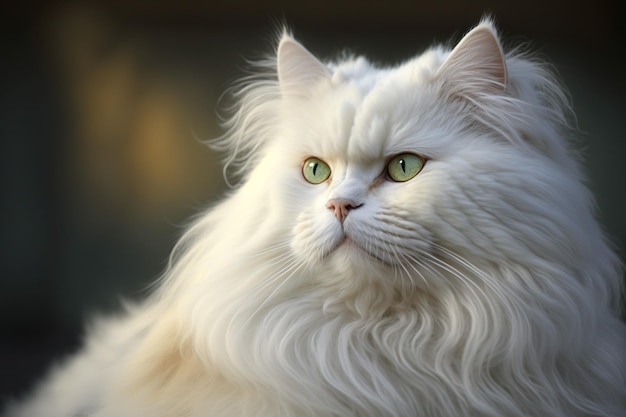 A white cat with a long whiskers