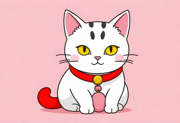 a white cat with a red collar and a tag that says quot the name quot