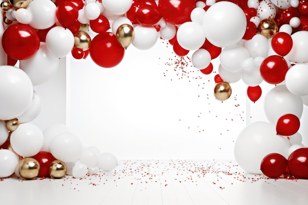 white celebration background with balloons