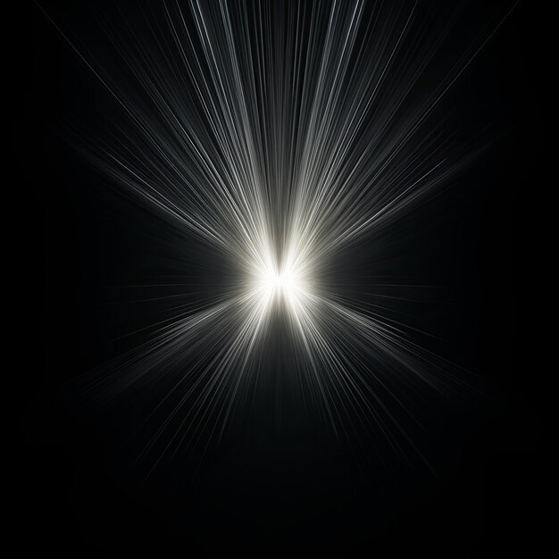 Photo white central light emitting beams on a black background