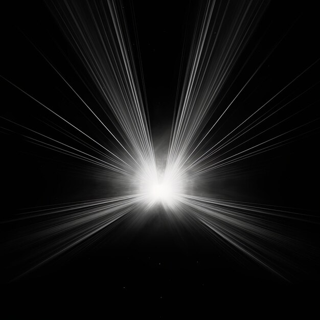 Фото Белые центральные световые лучи на черном фоне