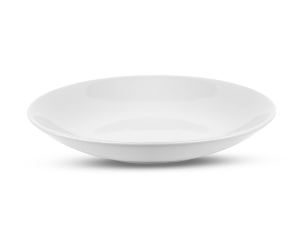 White ceramic bowl on white background.