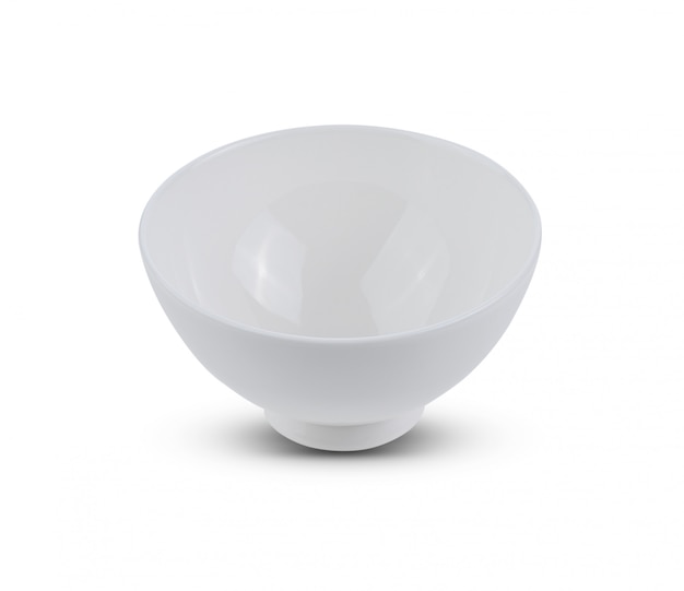 White ceramic bowl on white background