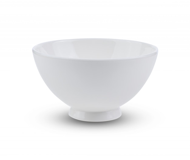 White ceramic bowl on white background