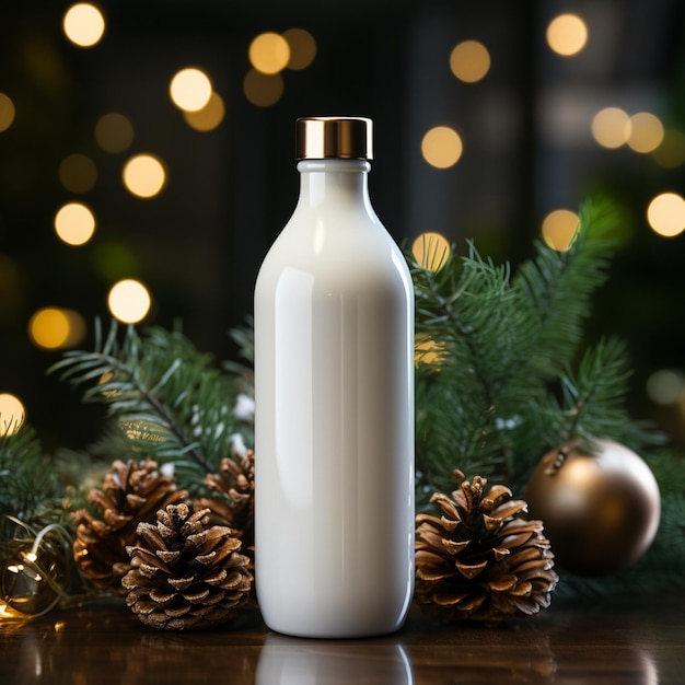 White Ceramic Mug Mockup with Sparkling Festive Backdrop