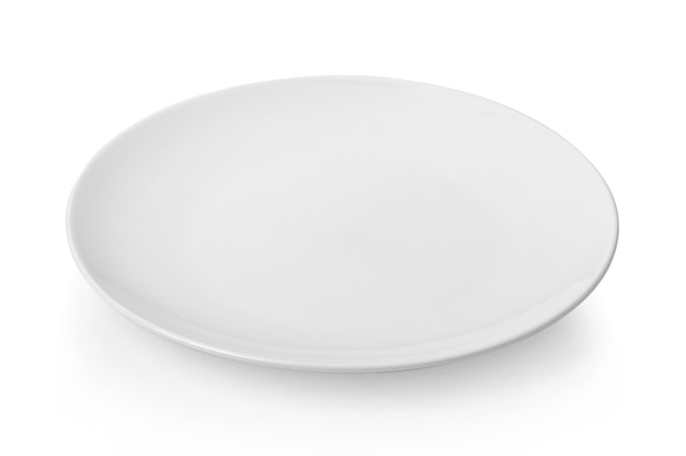 White ceramic plate on white background