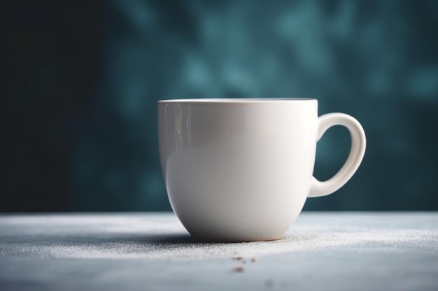 Photo white ceramic tea cup mockup with winter concept background and copy space