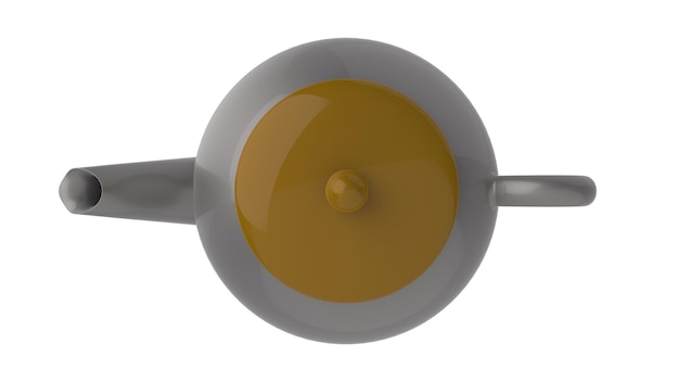Белый керамический чайник для питья чая 3d визуализация иллюстрации