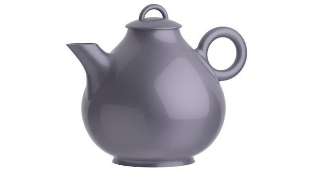 White ceramic teapot for drinking tea 3d render illustration