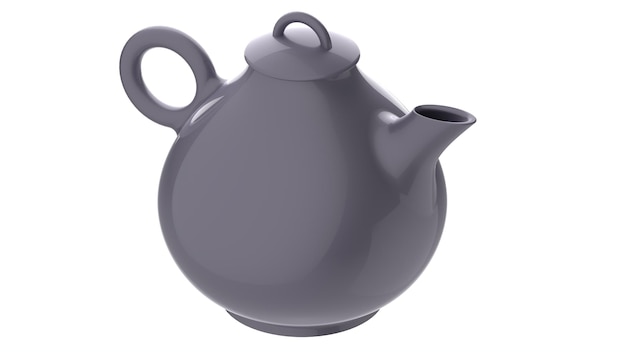 お茶を飲むための白いセラミックティーポット3dレンダリングイラスト