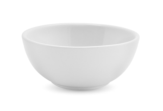 White ceramics bowl on white background